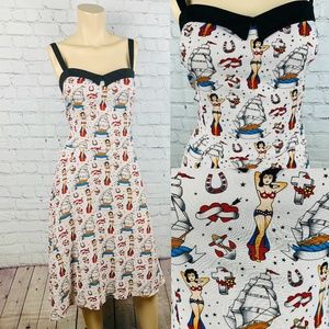 Stylish Women's Dress with Nautical Print